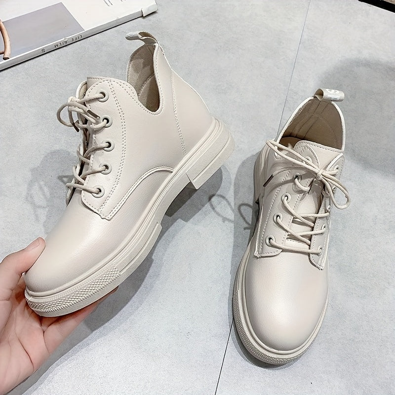 Women's Letter Decor Short Boots Lace Up Ankle Boots