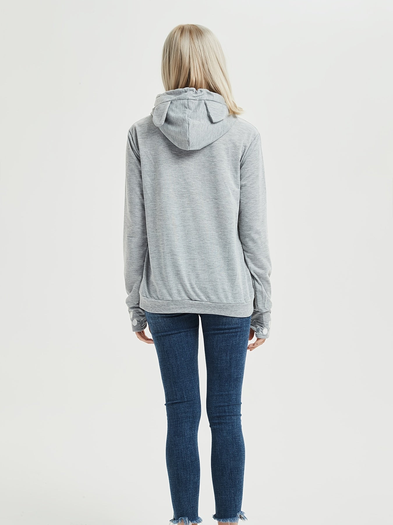 Cat Print Hoodies Drawstring Long Sleeve Sweatshirt With Cat Ears