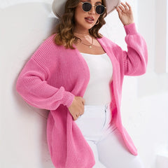 Long Sleeve Knit Sweater Cardigan Women's Plus Stretch