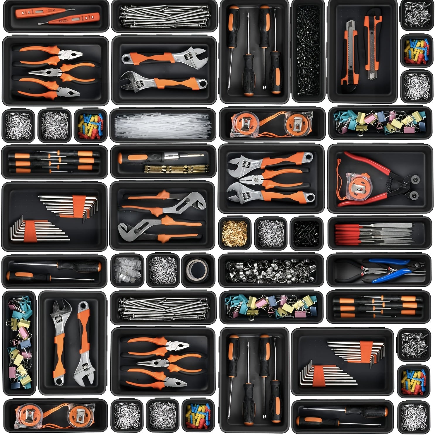 32pc Tool Storage Tray Plastic Organizer Garage Parts Storage Bin