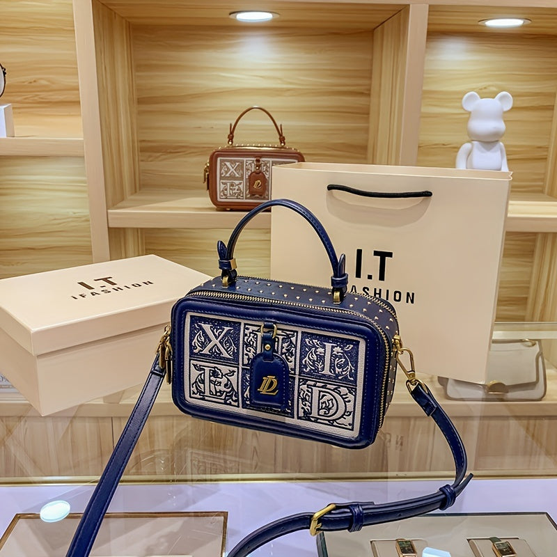 Vintage Embossed Crossbody Bag Embroidered Shoulder Handbag