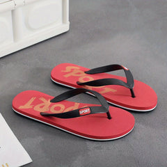 Men's Casual Letter Print Slip On Flip Flops Lightweight Non slip Thong Sandals
