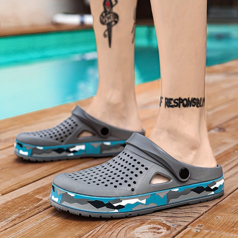 Men's Breathable No Tie Slip On Clog Sandals Casual Outdoor Walking Shoes