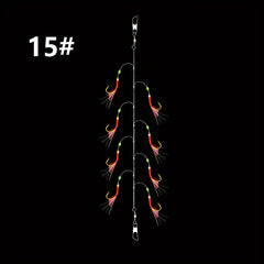 Luminous String Hook Fishing Set Golden Hooks With Line And Luminous Bead
