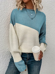 Casual Sweater Women's Plus Colorblock