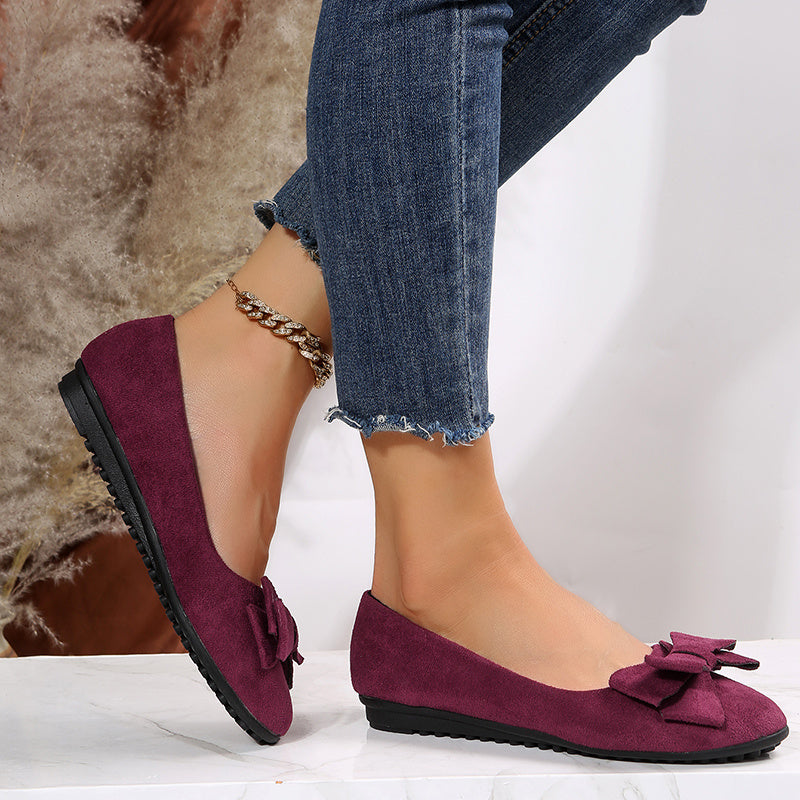 Women's Closed Toe Bow Decor Ballet Flats