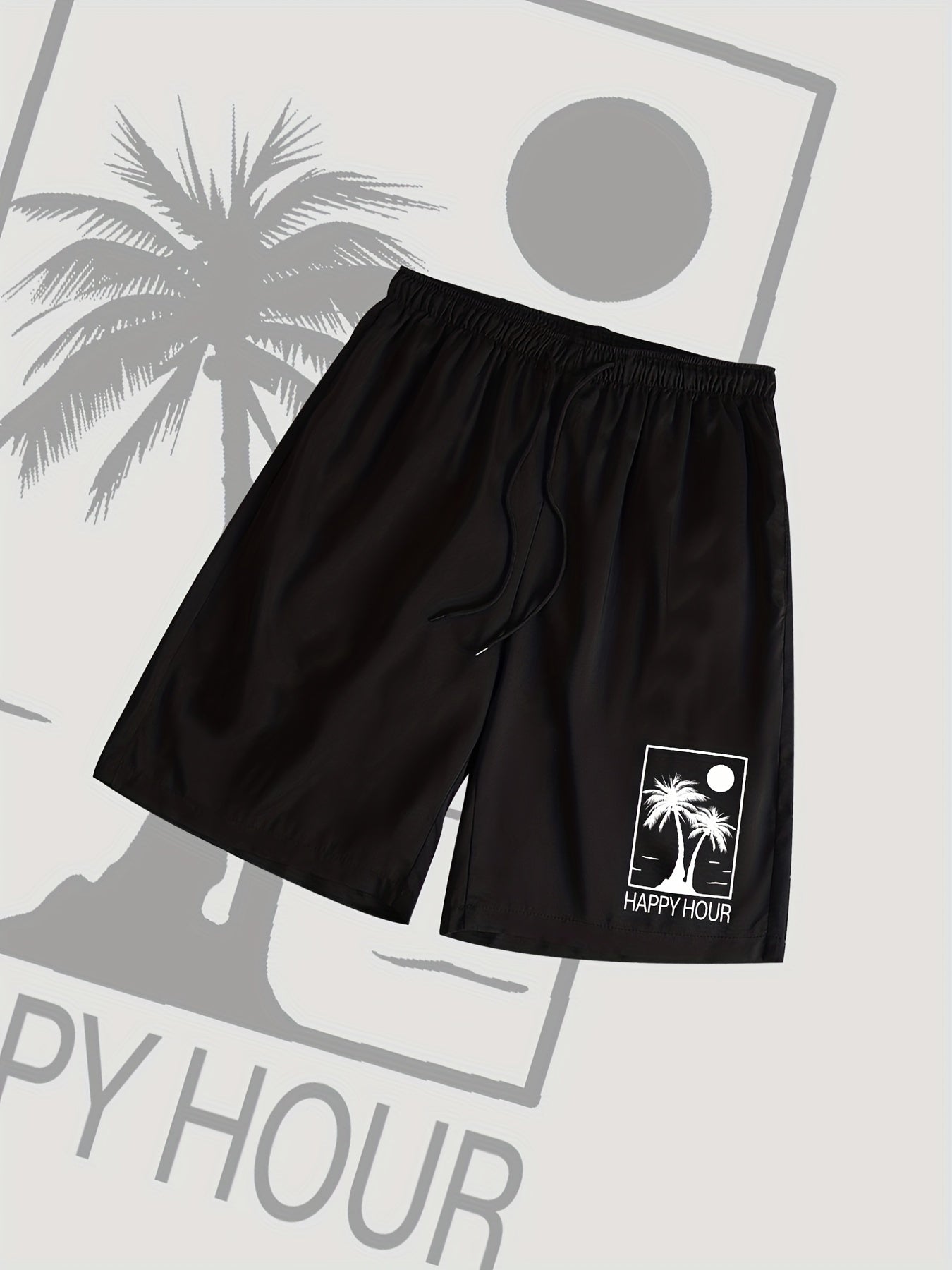 Spades Graphic Print Casual Drawstring Shorts Men's Summer