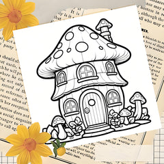 Funny Little Houses Adult Coloring Book - 24 Pages of Whimsical Designs