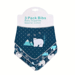3pcs Baby Cotton Bibs Soft Feeding Bibs With Snap