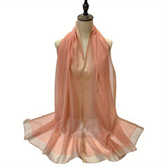 Silk Block Scarf Causal Shawl Thin Breathable Windproof Head Wrap