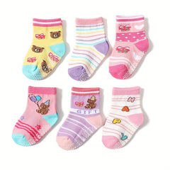 12 Pairs Girls Cartoon Knit Socks Soft Cotton Crew Socks Children's Accessories