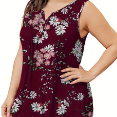 Floral Print Notched Neck Tank Top