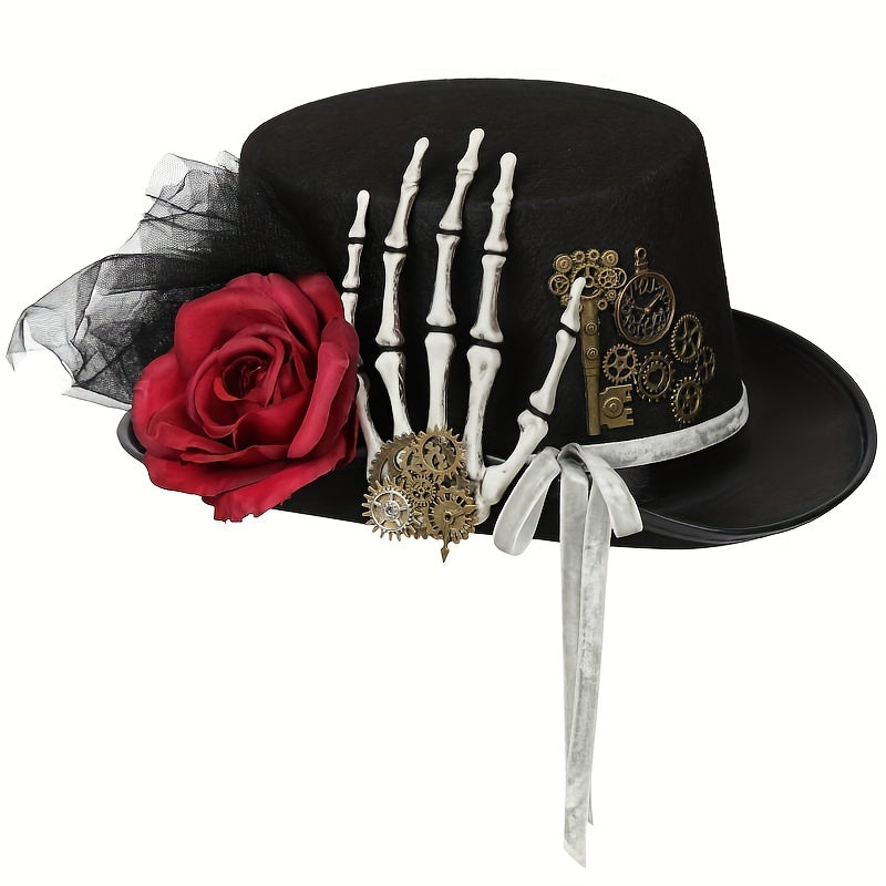 Unisex Gothic Skeleton Steampunk Hat Metal Gear Rose Halloween