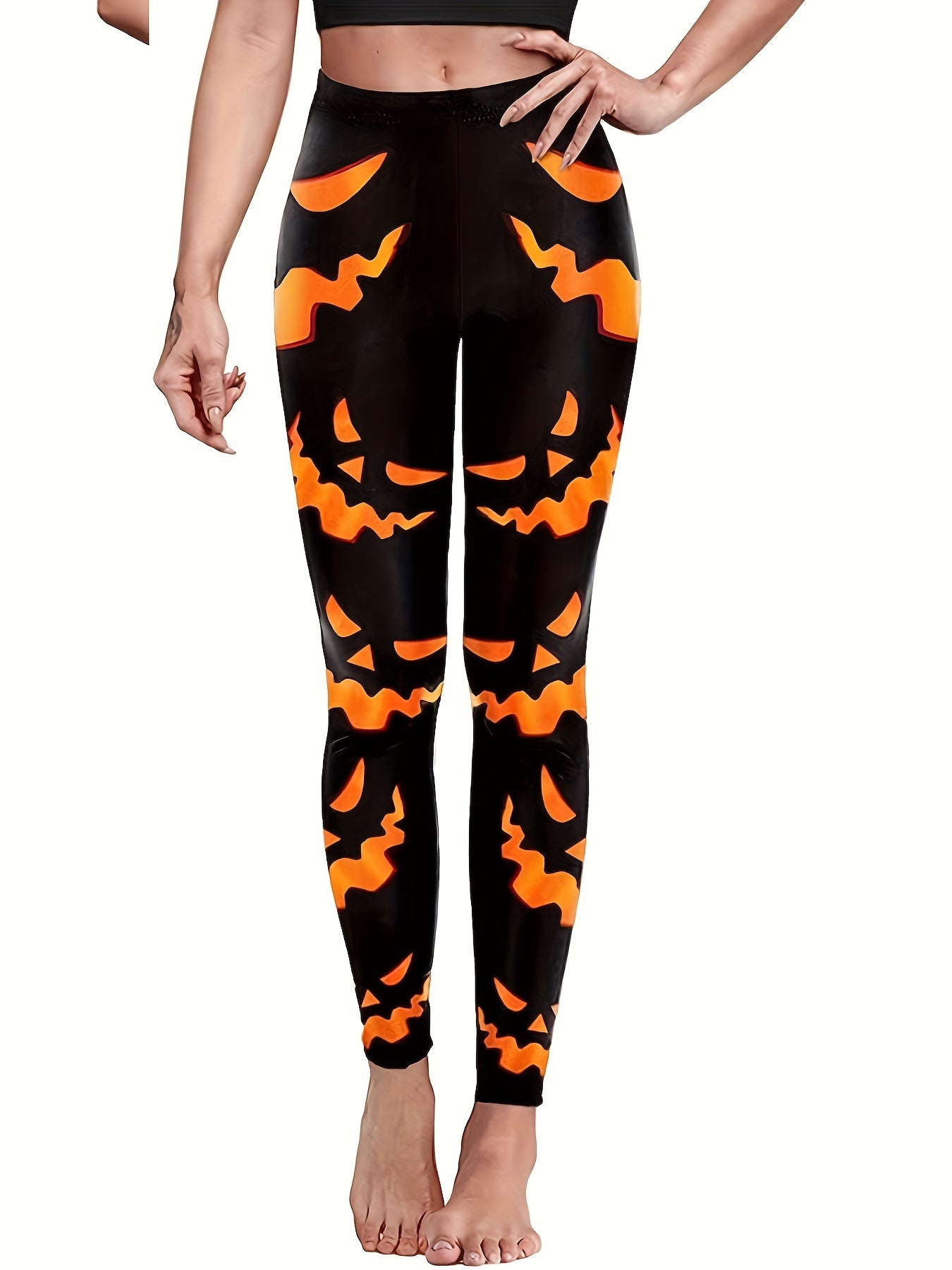 Pumpkin Print Halloween Leggings for Women