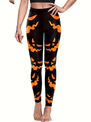 Pumpkin Print Halloween Leggings for Women