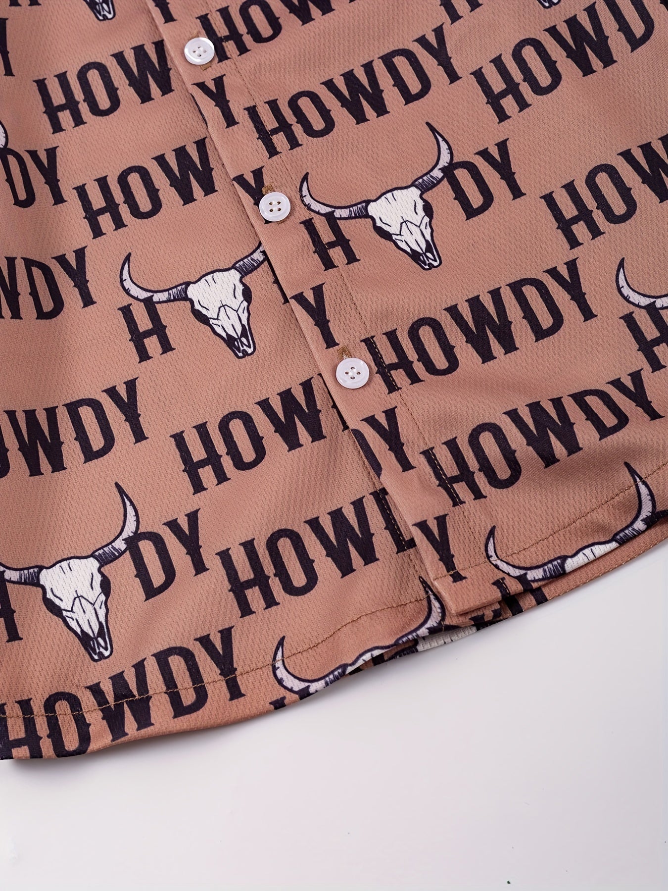 Boys Western Cowboy Print Shirts Long Sleeve Button Down Tops