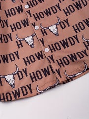 Boys Western Cowboy Print Shirts Long Sleeve Button Down Tops