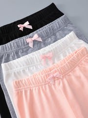 Girls 4-Piece High Waist Leggings Pants with Bow Knot Front