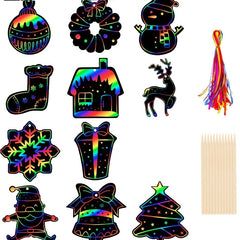 28 pc Kids Party Favor Toy Set with DIY Christmas Bookmarks & Scratch Art Paper