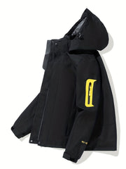 Men's Waterproof Hooded Windbreaker Jacket Zipper Pockets Coat