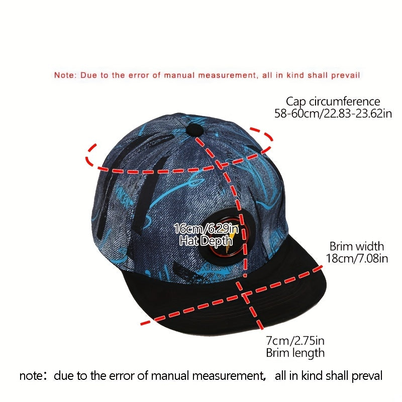 Vintage Graffiti Print Snapback Cap Lightweight Cotton Dad Hat