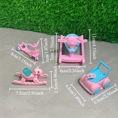 Dollhouse Playset with Pink Horse Scooter Mini Sports Car