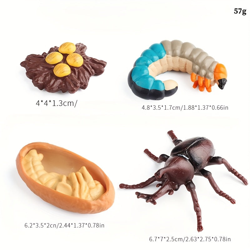 4pcs Mini Animal Growth Cycle Set Unicorn Fairy Shovel Insect Toy
