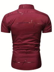 Stripe Print Men's Casual Short Sleeve Shirt