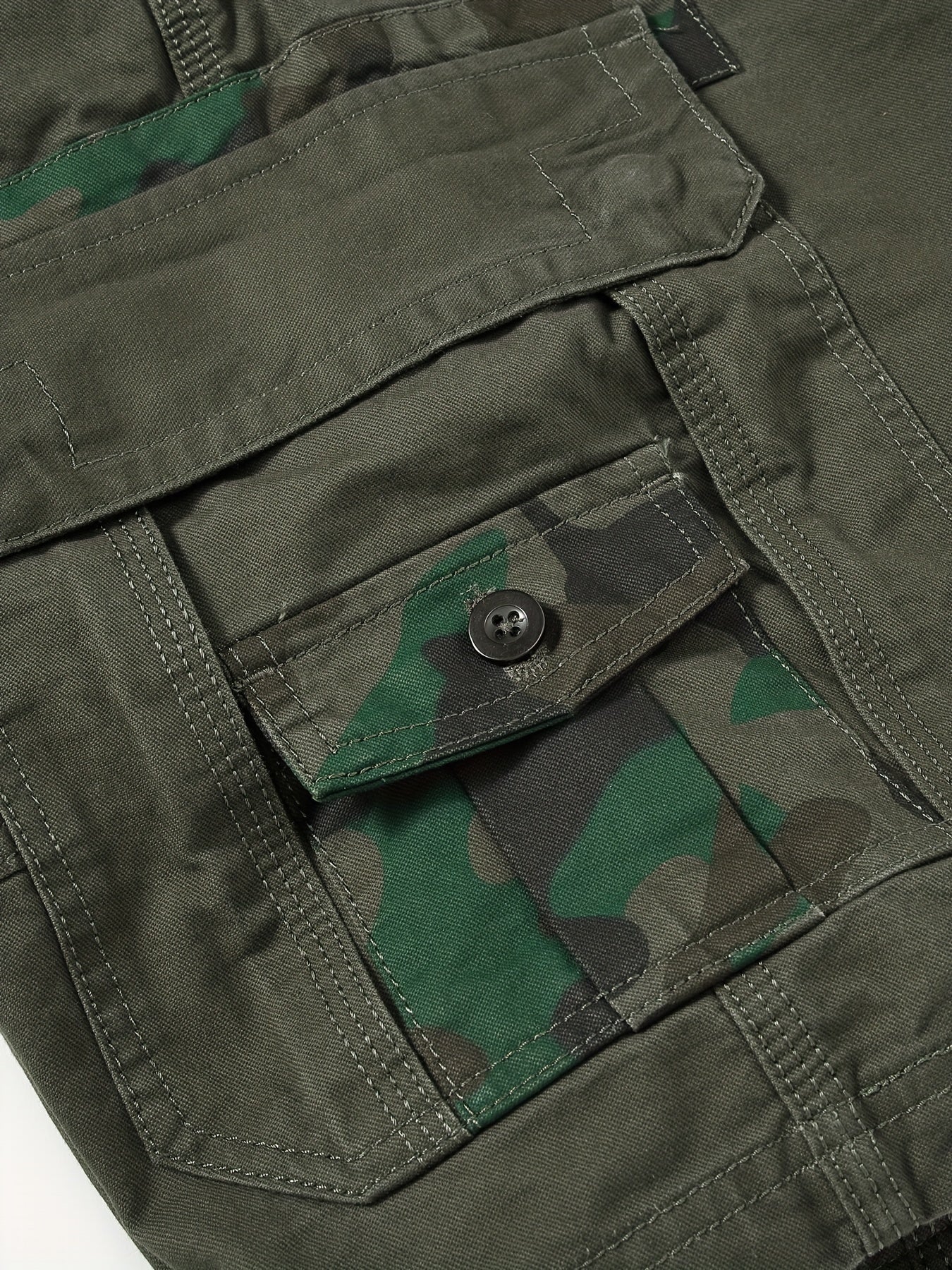 Army Green Camo Drawstring Cargo Shorts Men's Summer Outdoor Clothes