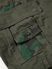 Army Green Camo Drawstring Cargo Shorts Men's Summer Outdoor Clothes