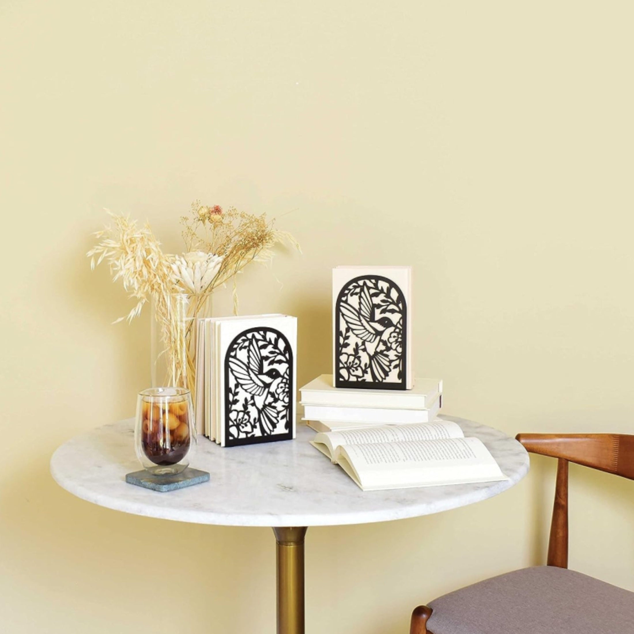 Carved Bird Metal Bookends for Student Desktop Storage