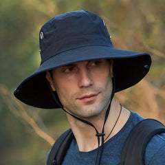 Summer Hollow Men's Windproof Bucket Hat Outdoor Sunshade Breathable Mesh