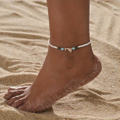 Dolphin Beads Beaded Anklet Rice Beads Boho Ocean Style Ankle Bracelet