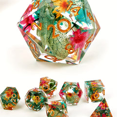 7pcs Resin Sharp Edge Polyhedral Dice Set for Board Games