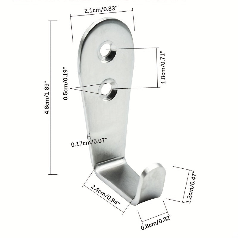 8pcs Stainless Steel Heavy Duty Wall Hooks Waterproof Hooks