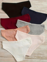 Women's Ribbed Briefs 7pcs Comfy Stretchy Intimates Panties