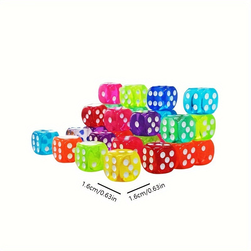 11pcs 16mm Colorful Transparent Acrylic Round Corner Dice