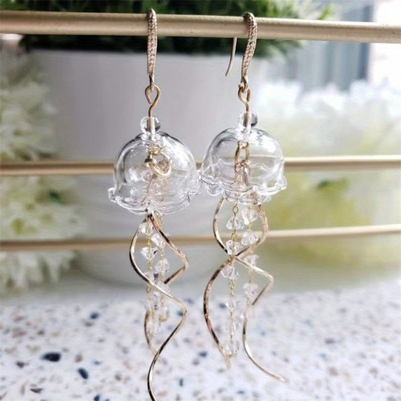 Creative Jellyfish Tassel Earrings Holiday Gift For Girls Summer Vacation