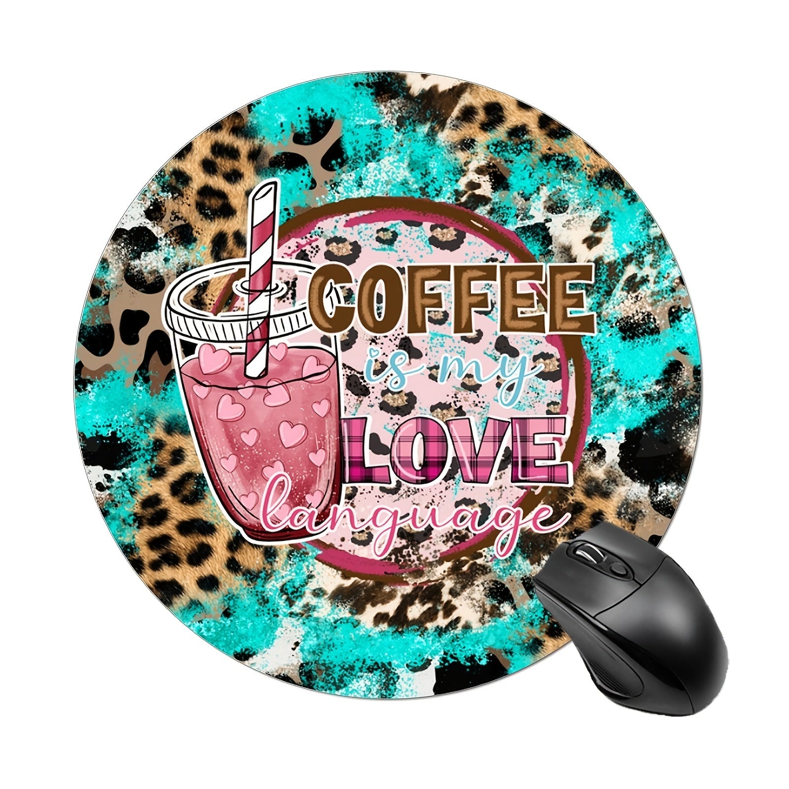 Coffee Quotes Round Mouse Pad Non Slip Rubber Base Mousepad