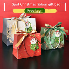 2pcs Portable Christmas Gift Bags With Handles Ribbons Cards