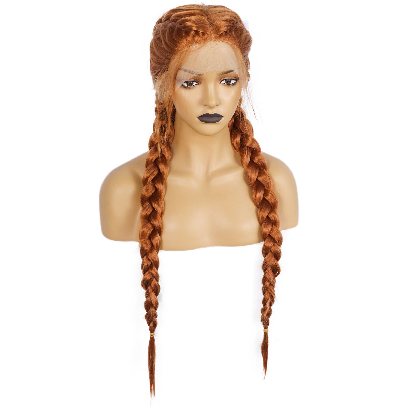 Copper Red Braided Lace Front Wig + Wig Cap