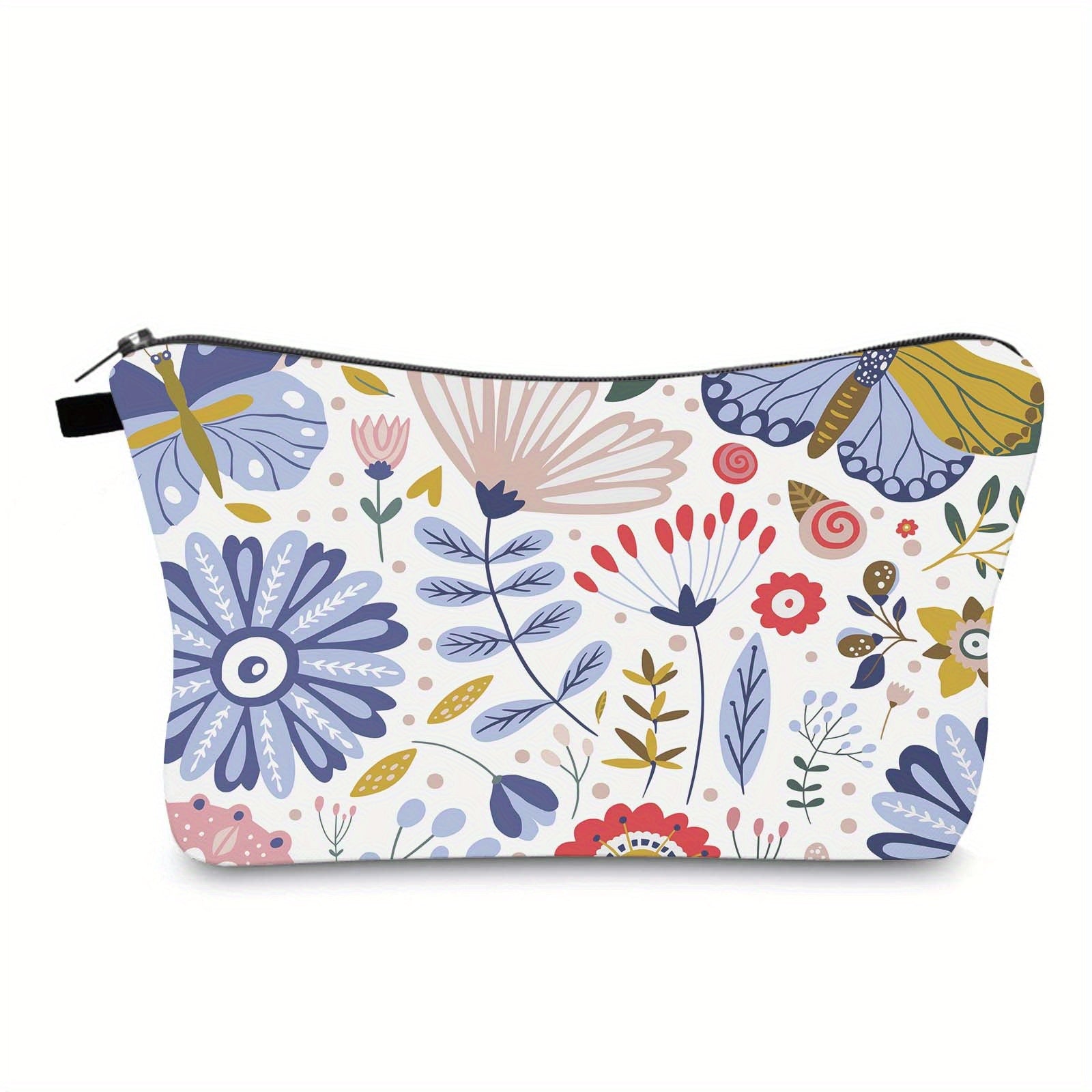 Waterproof Butterfly Grasses Cosmetic Bag for Women
