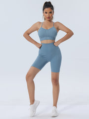 Seamless Workout Sets High Waist Yoga Biker Shorts & Sports Bra Activewear