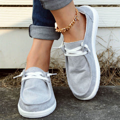 Women's Gray Boat Shoes Slip-On Walking Sneakers