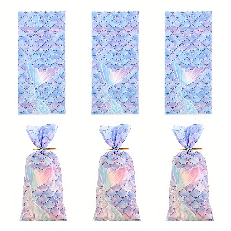 50pcs Mermaid Scale Print Candy Bag Birthday Party Decorations