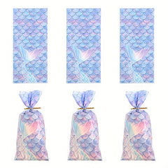 50pcs Mermaid Scale Print Candy Bag Birthday Party Decorations