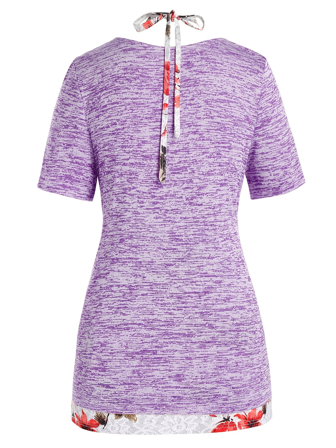 Women's Plus Size Short Sleeve Tee & Halter Neck Top Set