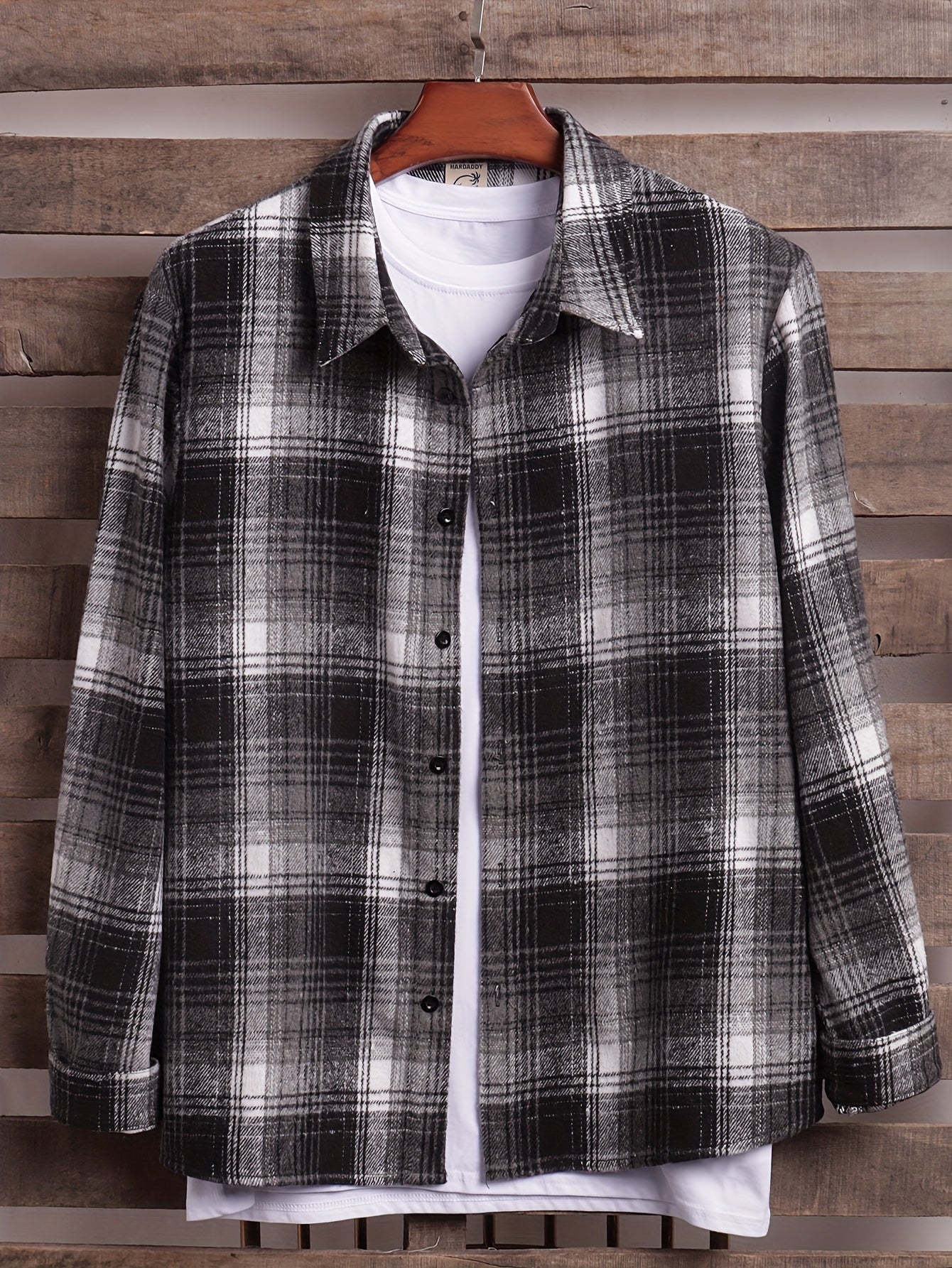 Men's Plaid Long Sleeve Shirt for Spring Autumn