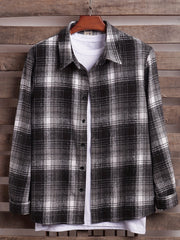 Men's Plaid Long Sleeve Shirt for Spring Autumn