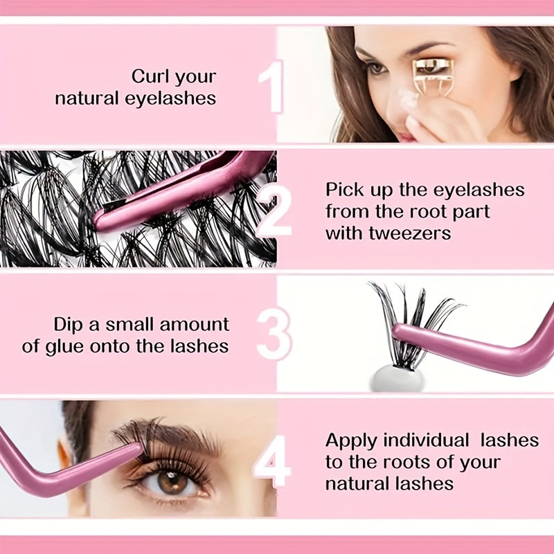 60 Clusters Lashes 40D Curling Volume Wispy Lashes DIY Makeup Extension